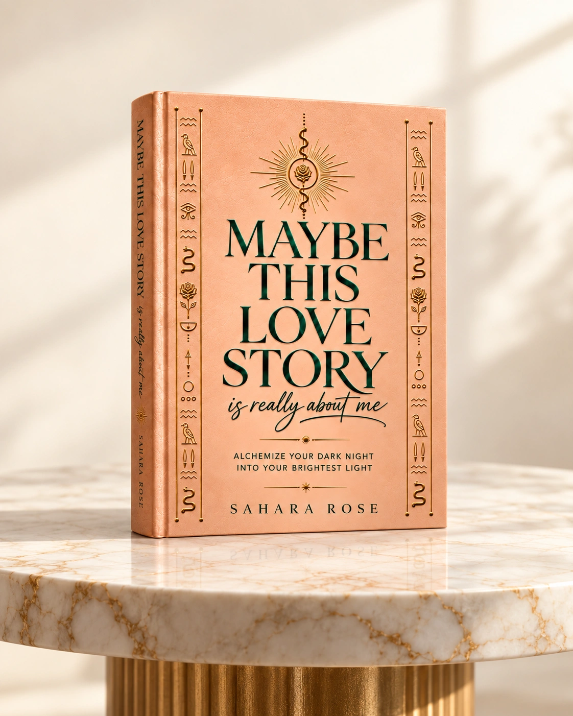 Maybe This Love Story Is Really About Me by Sahara Rose, standing on a marble table